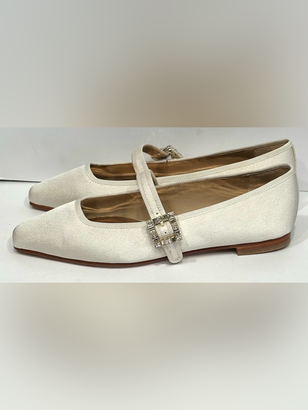 Brystol Glitter Mary Jane Ballerina Flats by Badgley Mischka Women's Sz 6 Ivory - Picture 8 of 13